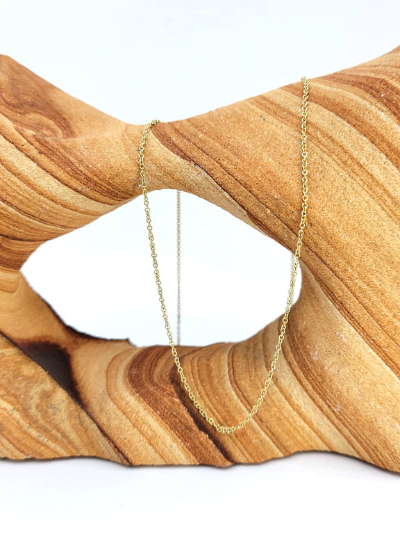 Dainty Trace Link 14K Yellow Gold Chain (1mm)